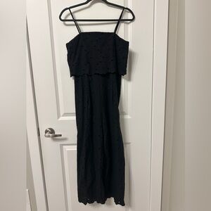 Black Midi Eyelet Jumpsuit